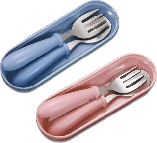Roestvrijstalen Kindbestek Set - Vork en Lepel - 2 Stuks