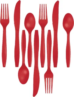 rood kunststof bestek set 72-delig herbruikbaar