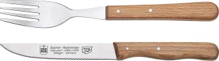 RÖR Solingen Steakmes en Vork Set RVS Beukenhout 2-delig