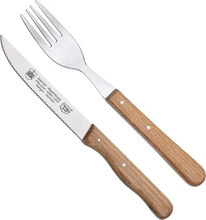 RÖR Solingen Steakmes en Vork Set RVS Beukenhout 2-delig