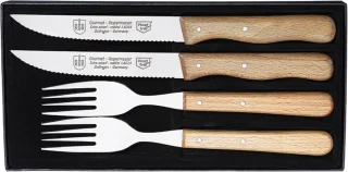 RÖR Solingen Steakmes Set 4-delig RVS Beukenhout