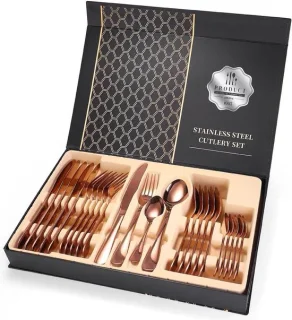 Roségouden bestekset 24-delig voor 6 personen met geschenkdoos
