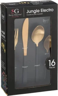RVS bestekset 16-delig goud/zwart 4 personen