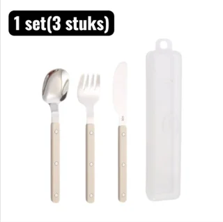 RVS bestekset 3-delig - gebroken wit