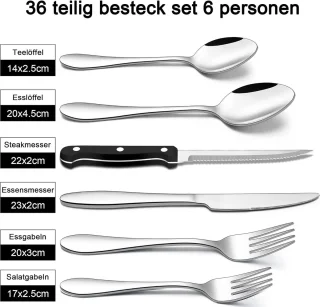 RVS bestekset 36-delig voor 6 personen