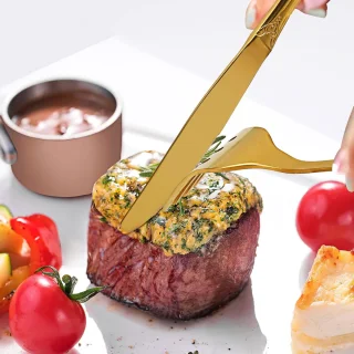 RVS bestekset 4-delig goud
