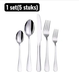 RVS bestekset 5-delig - 5 koffielepels - zilver