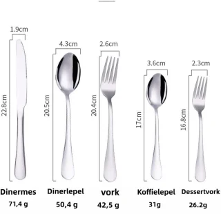 RVS bestekset 5-delig - 5 koffielepels - zilver