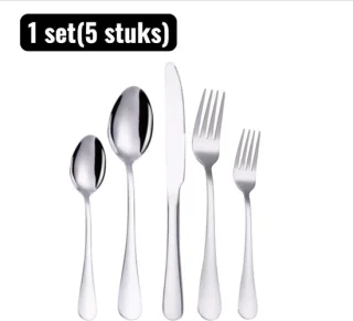 RVS bestekset 5-delig - 5 koffielepels - zilver