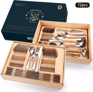 RVS Bestekset 72-delig 12 persoons zilver