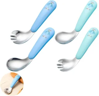 Rvs bestekset met lepel en vork, 4 stuks, dierenontwerpen