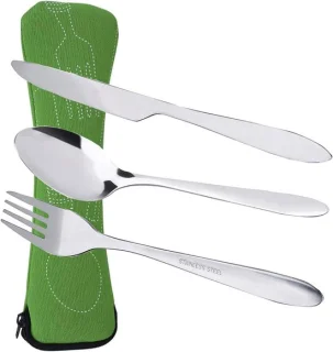 RVS bestekset met organizer tas (3 stuks)