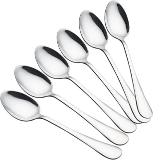 Rvs bestekset, zilveren tafellepels, 6 stuks, 21 cm
