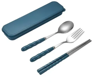RVS draagbare bestekset - blauw