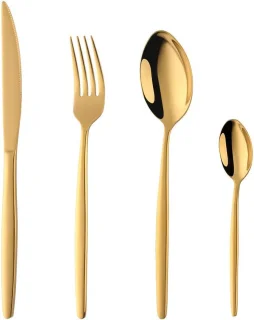 RVS gouden bestekset 4-delig voor 1 persoon