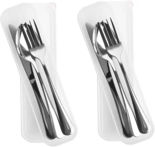 RVS kampeerbestekset 2-persoons (2x 3-delig)
