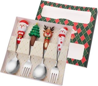 RVS Kerstbestekset 4-delig - Zilver