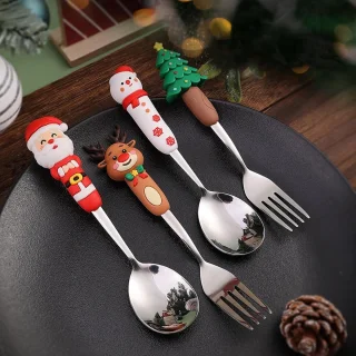 RVS Kerstbestekset 4-delig - Zilver