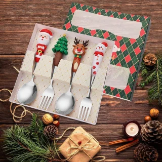 RVS Kerstbestekset 4-delig - Zilver