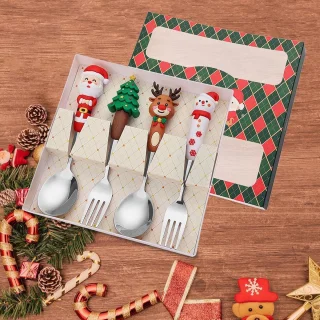 RVS Kerstbestekset 4-delig - Zilver