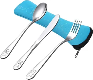 RVS Kinderbestekset 3-delig - Blauw