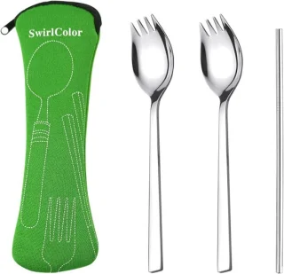 RVS lepelset van 2 voor salades, pasta en taart