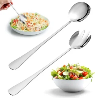 RVS serving spoon en salade vorken set
