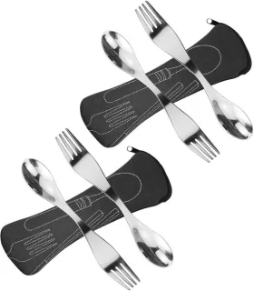 Rvs sporks set van 4 - campingbestek