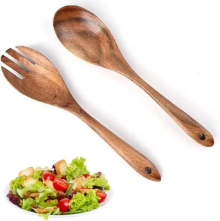 Saladebestekset 2-delig - Hout - Bruin
