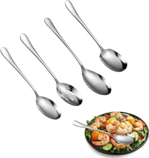 Saladebestekset 4-delig met serveerlepel - RVS