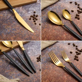 Sander Shop Bestekset 20-delig - Mat Zwart/Goud