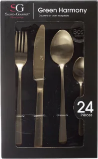 Secret de Gourmet Bestekset Green Harmony 24-delig RVS Goud