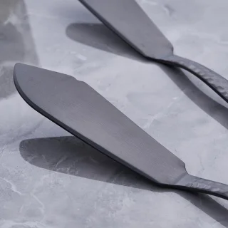 Serveerset matzwart 5-delig roestvrij staal