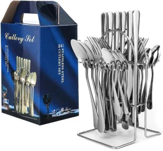 Set 6 pers. 24 stuks roestvrij staal mes vork lepel theelepel