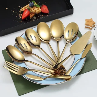 Set van 10 gouden opscheplepels