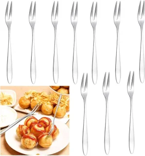 Set van 10 kleine dessertvorken van rvs