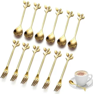 Set van 12 dessertlepels en -vorken van RVS
