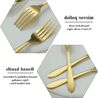 Set van 12 gouden dessertvorken RVS 14 cm