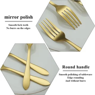 Set van 12 gouden dessertvorken van RVS