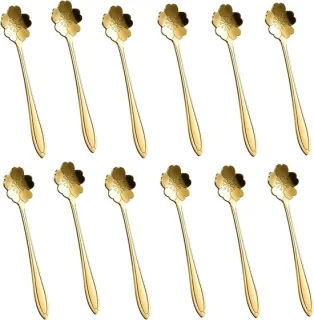 Set van 12 gouden mini dessertlepels van RVS
