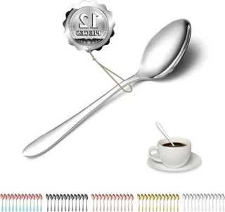 Set van 12 roestvrijstalen theelepels van 14 cm