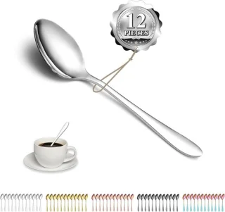 Set van 12 RVS dessertlepels, 14 cm, goud