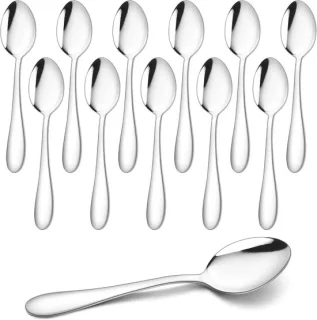 Set van 12 Rvs theelepels en dessertlepels, classic design - 13,5 cm