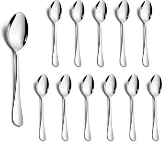 Set van 12 RVS theelepels, koffielepels en dessertlepels, 14 cm