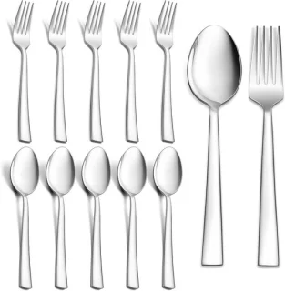 Set van 12 stuks rvs tafelbestek vorken en lepels 19.5 cm