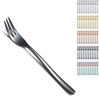 Set van 12 zwarte dessertvorken van rvs