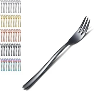 Set van 12 Zwarte RVS Dessertvorken
