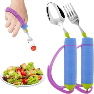 Set van 2 bestek met polsband - vork en lepel