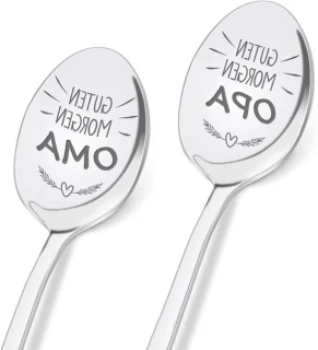 Set van 2 dessertlepels met gegraveerd patroon, 19 cm, roestvrij staal