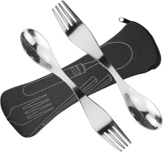 Set van 2 Draagbare RVS Sporks voor Kamperen